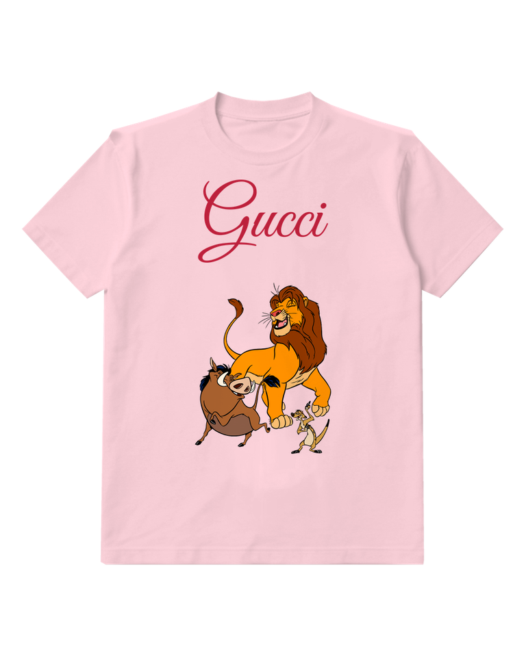 Blush Pink Simba Pumbaa And Timon In Playful Stance Graphic T-Shirt - front product view