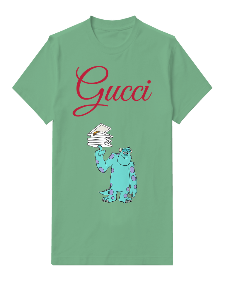 Sage Green Blue Monster Balancing Books Graphic T-Shirt - front product view