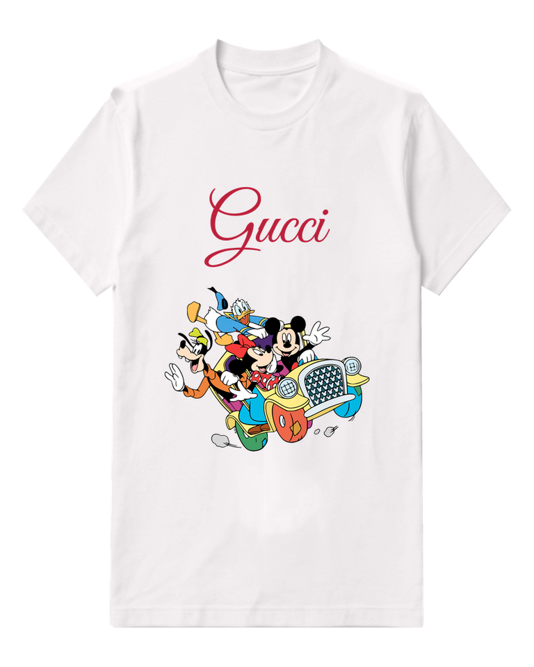 White Mickey And Friends In Open Car Graphic T-Shirt - front product view