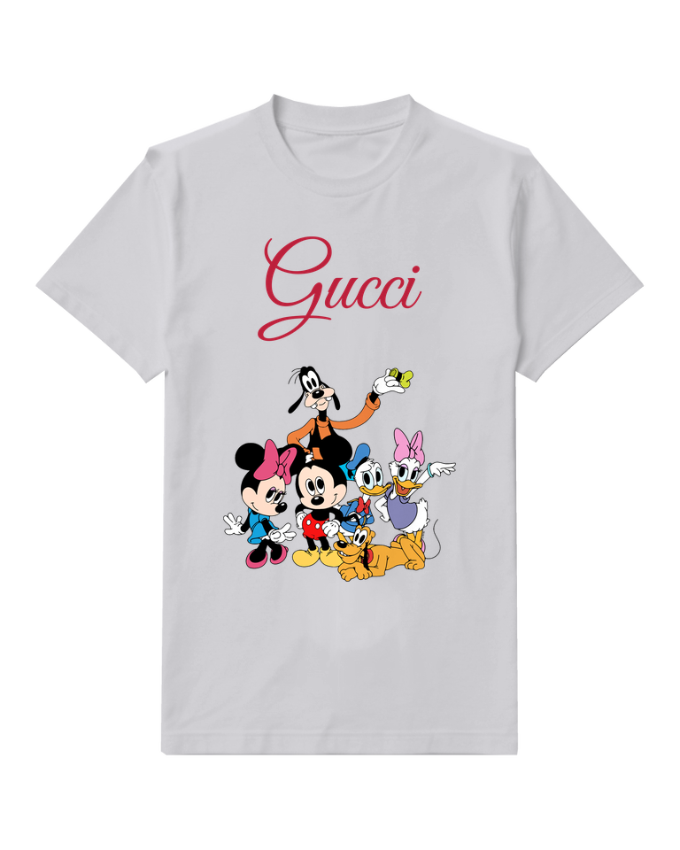 Light Gray Mickey And Minnie With Ducks Graphic T-Shirt - front product view