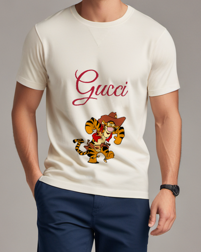 Light Gray Tiger Little Adventure Outfit Graphic T-Shirt - model wearing view
