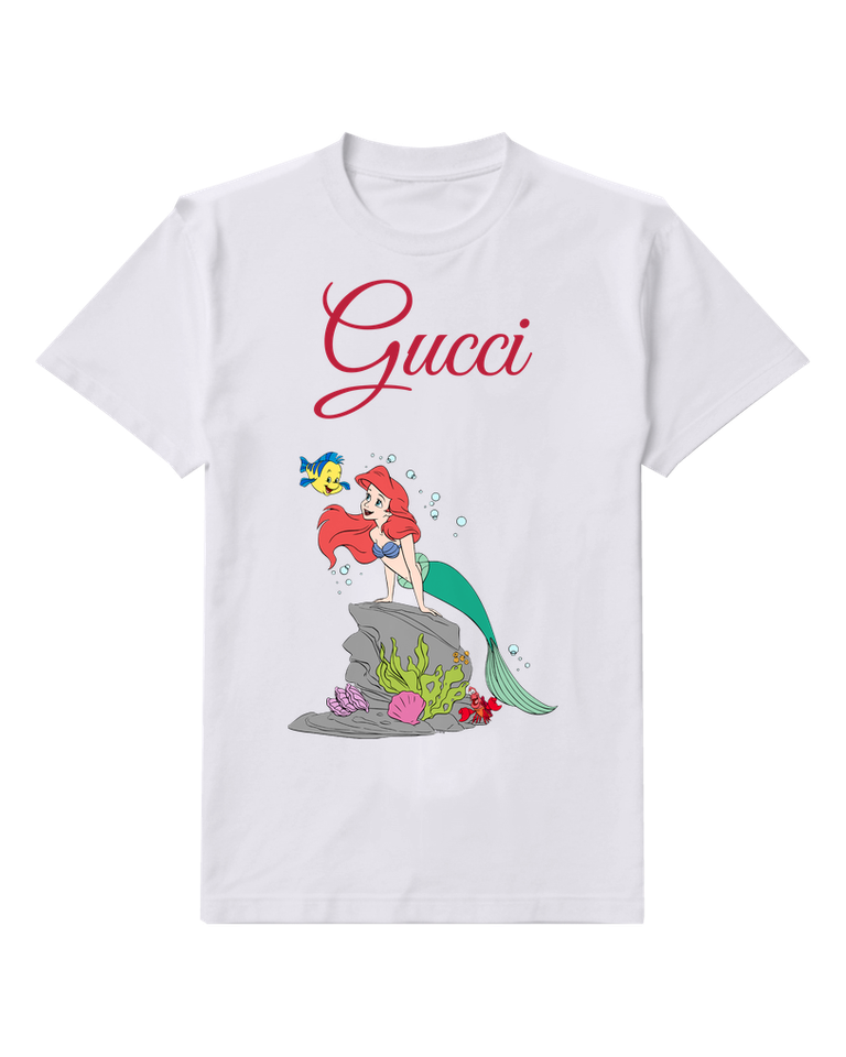 White Ariel Smiling Atop Rock With Friends Graphic T-Shirt - front product view