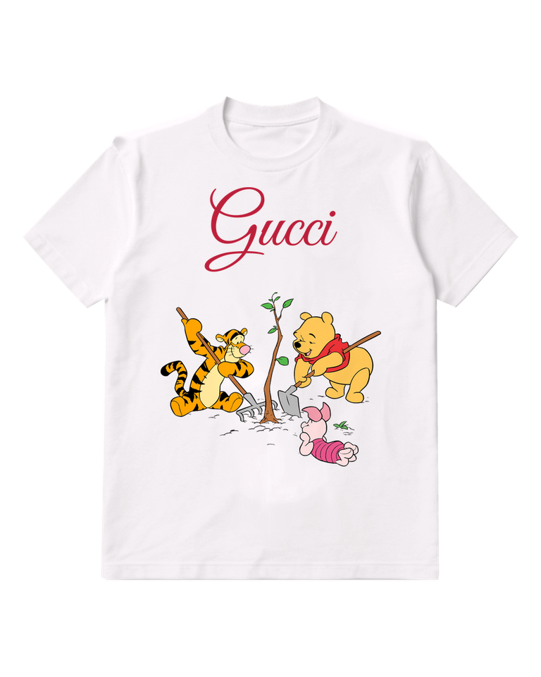 White Tiger Digs With Shovel Beside Tree Graphic T-Shirt - front product view