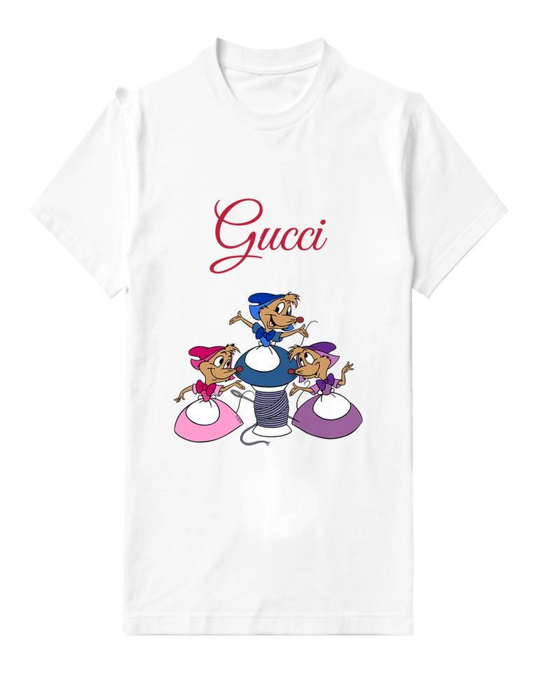 White Three Mice In Sewing Attire Graphic T-Shirt - front product view