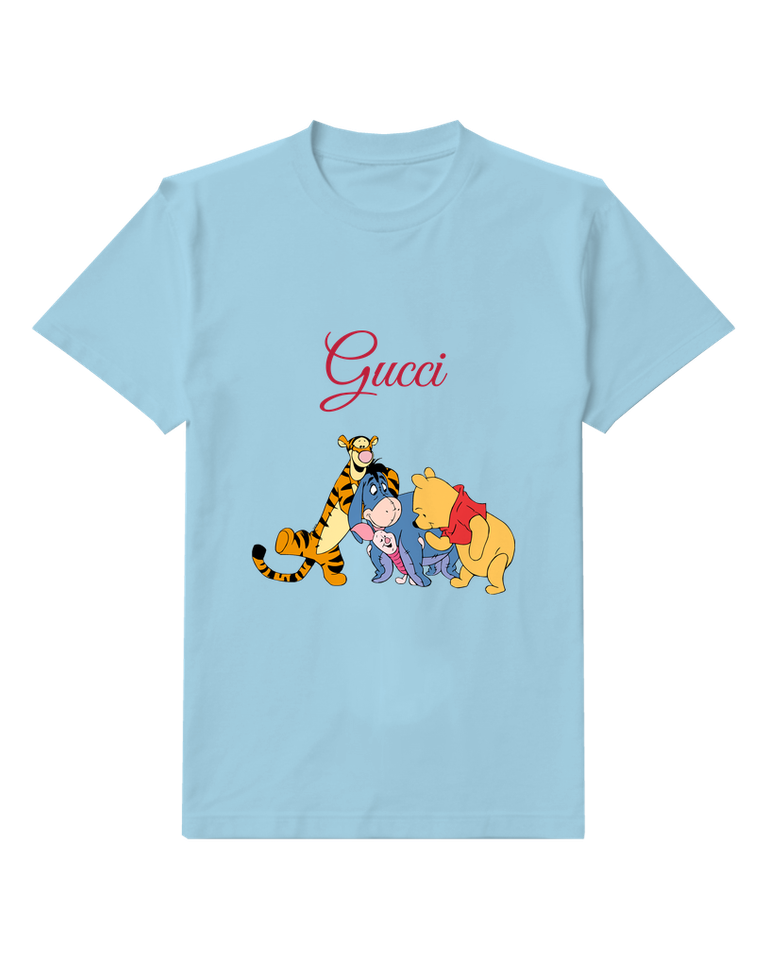 Sky Blue Tiger Eeyore Piglet Pooh Group Graphic T-Shirt - front product view