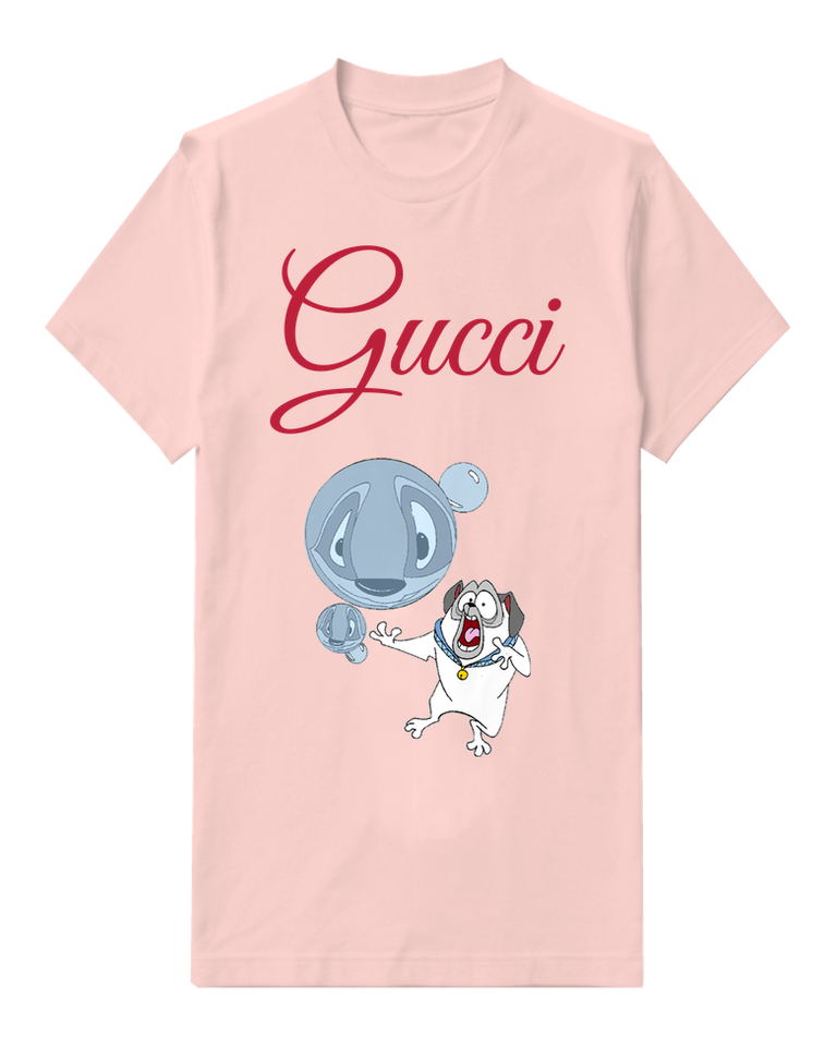 Blush Pink Small Creature Blue Thought Bubble Graphic T-Shirt - front product view