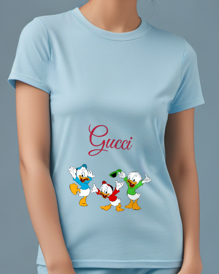 Sky Blue Ducklings Dancing With Sunglasses Graphic T-Shirt - model wearing view
