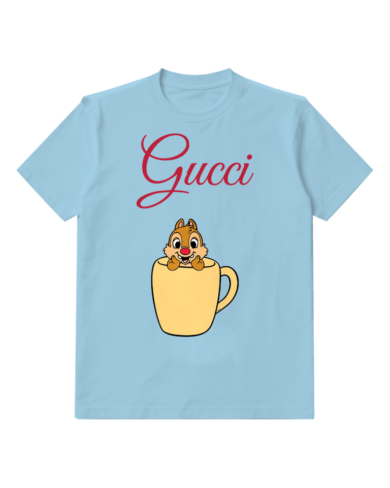 Sky Blue Chipmunk Yellow Mug Peek Graphic T-Shirt - front product view