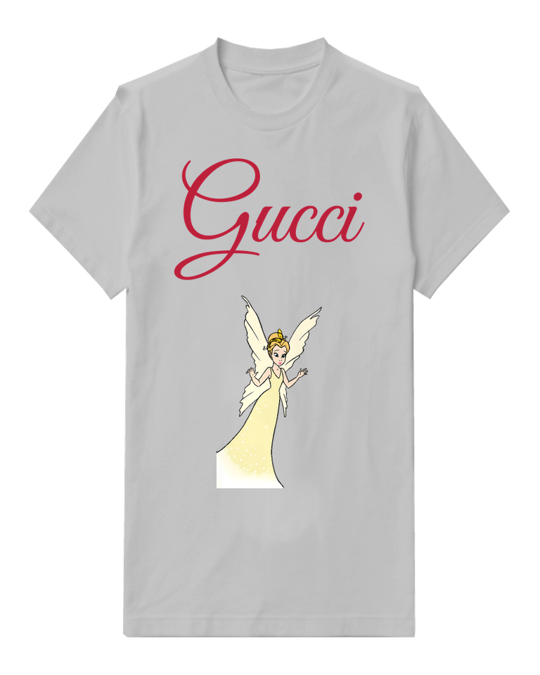 Light Gray Pale Yellow Fairy Raised Wand Graphic T-Shirt - front product view