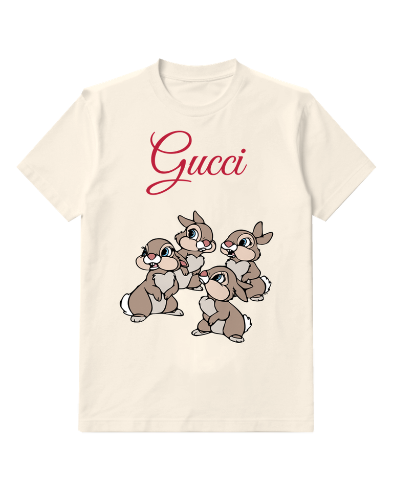 Ivory Bunny Siblings Sitting Together Graphic T-Shirt - front product view