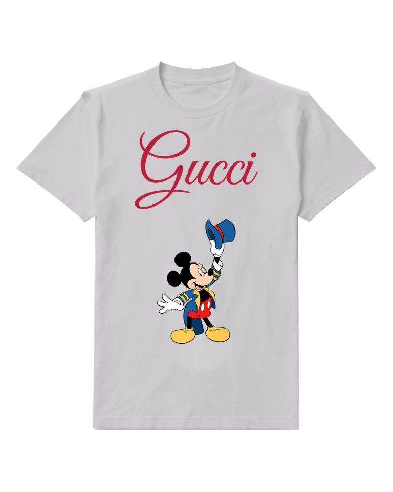 Light Gray Mouse Raised Blue Hat Graphic T-Shirt - front product view