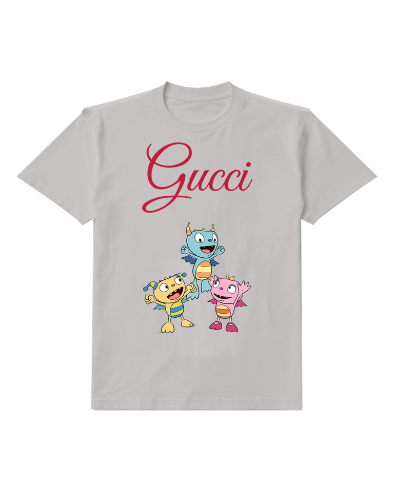 Light Gray Three Monsters Cheerful Group Graphic T-Shirt - front product view