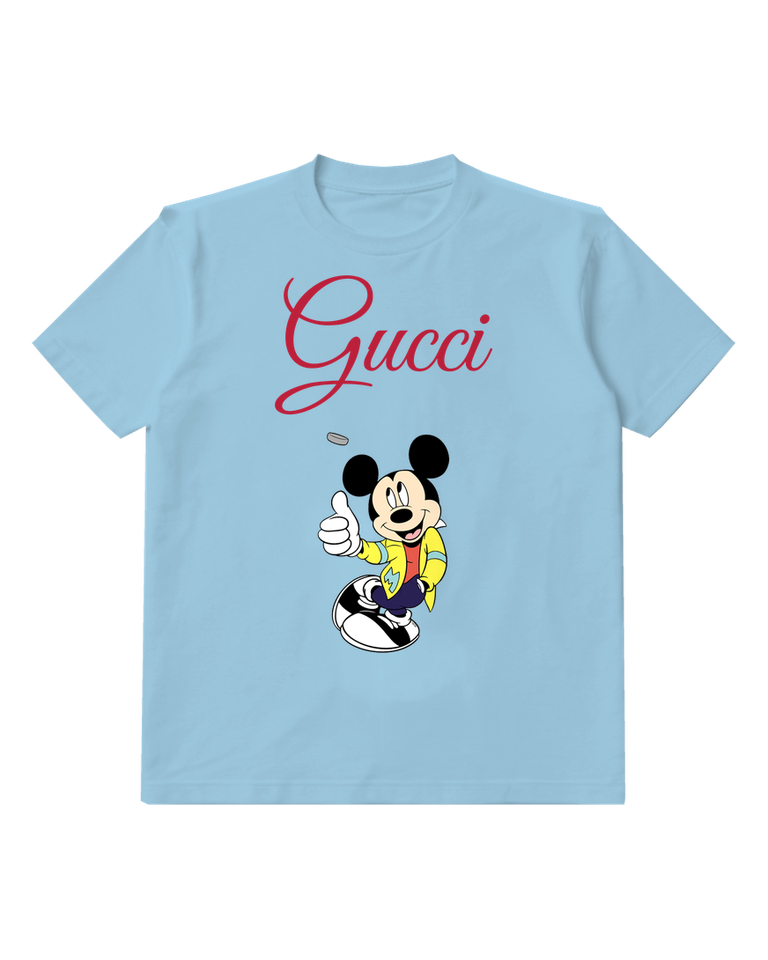 Sky Blue Mouse Thumbs Up Sneakers Graphic T-Shirt - front product view