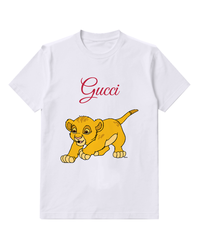 White Lion Cub Low Play Crouch Graphic T-Shirt - front product view