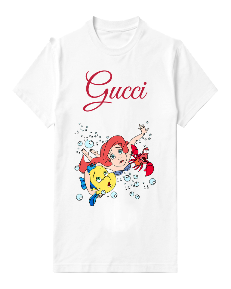 White Ariel Flounder And Sebastian Underwater Graphic T-Shirt - front product view