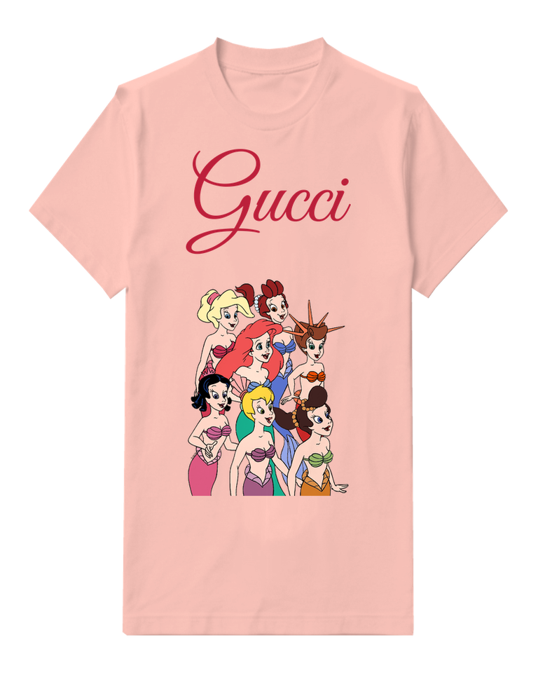 Blush Pink Ariel With Sisters Smiling Together Graphic T-Shirt - front product view