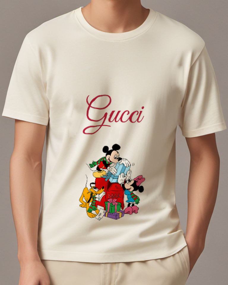Ivory Mickey Minnie Pluto Near Mailbox Graphic T-Shirt - model wearing view