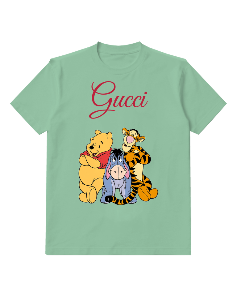 Sage Green Winnie The Pooh Tigger And Eeyore Together Graphic T-Shirt - front product view