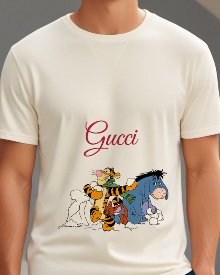 Ivory Tigger And Roo In Snowy Scene Graphic T-Shirt - model wearing view