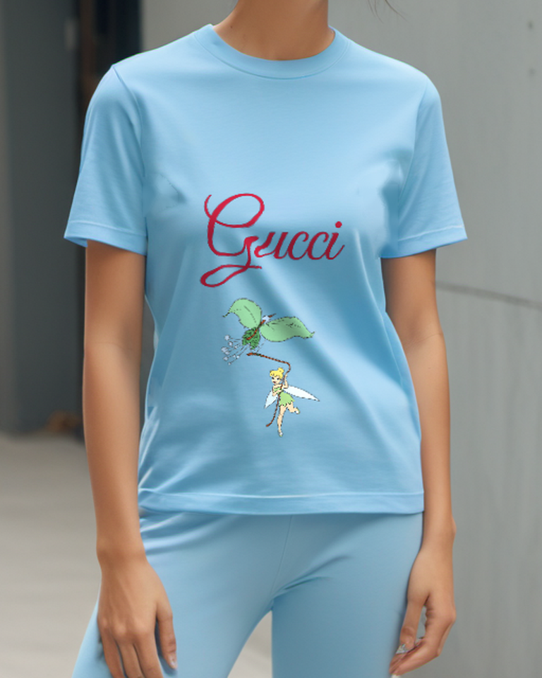 Sky Blue Fairy Graphic T-Shirt - model wearing view