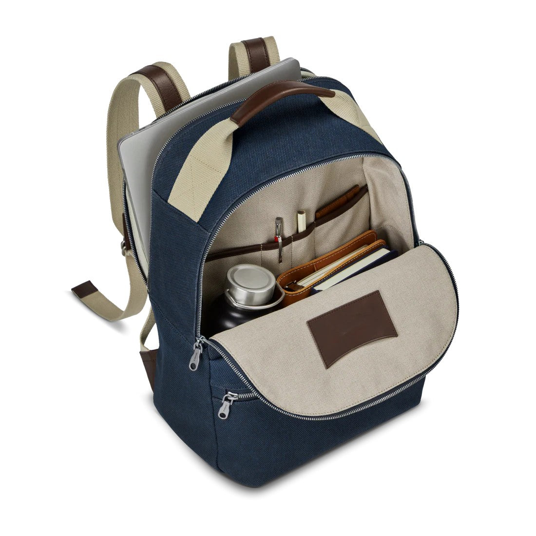 Multi-Pocket Zipper Daypack with Padded Shoulder Straps for Work & Casual Daily Outfits
