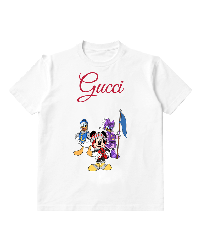 White Mickey Mouse In Knight Armor Graphic T-Shirt - front product view