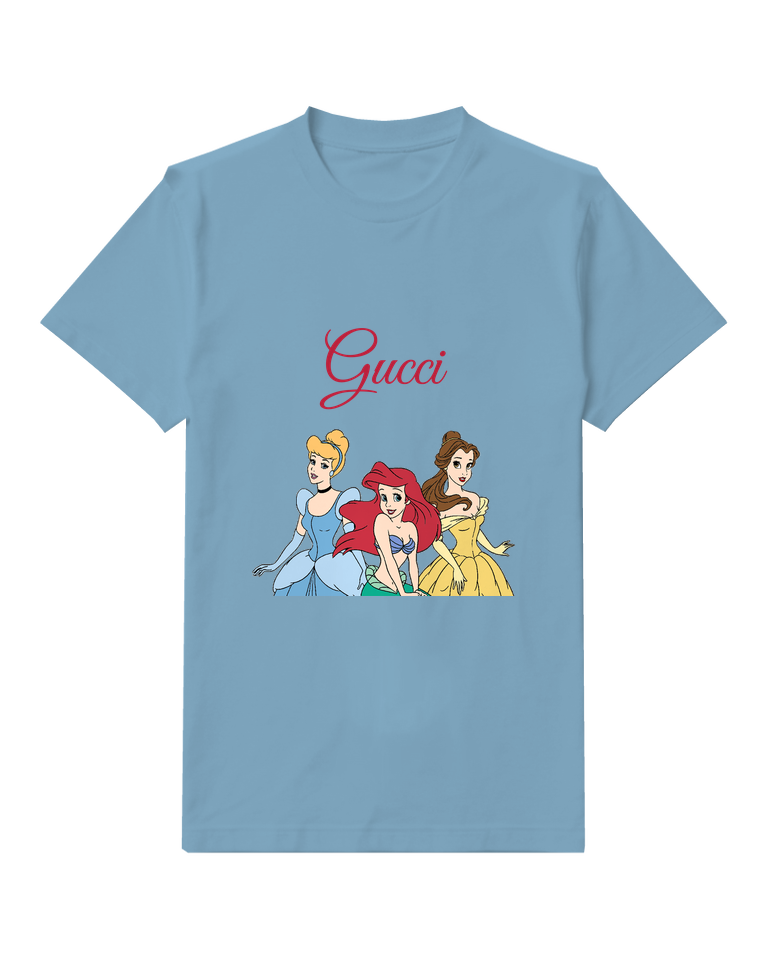 Dusty Blue Cinderella And Ariel In Formal Poses Graphic T-Shirt - front product view