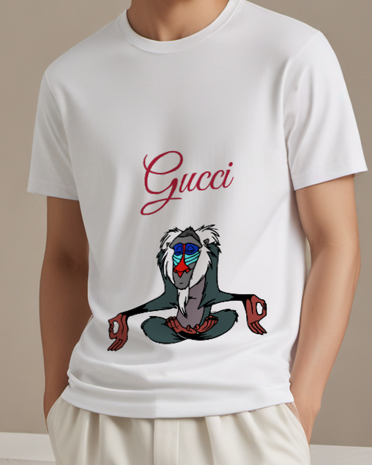 Light Gray Mandrill Seated Meditation Graphic T-Shirt - model wearing view