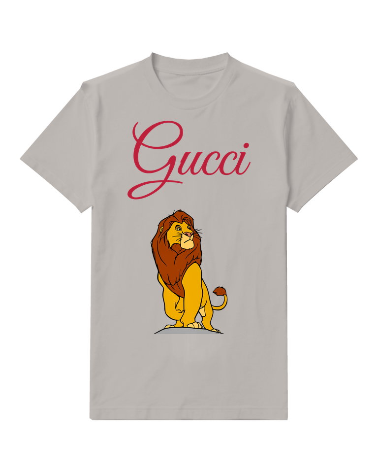 Light Gray Red Maned Lion Upright Graphic T-Shirt - front product view