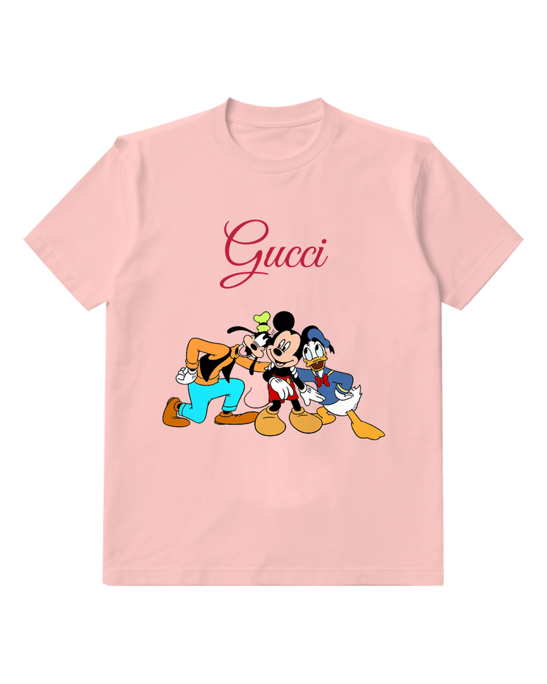 Blush Pink Mickey Mouse Goofy Donald Duck Together Graphic T-Shirt - front product view