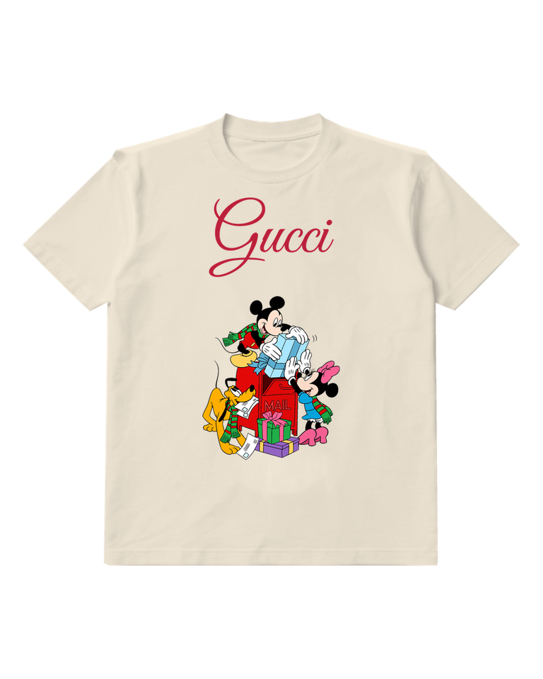 Ivory Mickey Minnie Pluto Near Mailbox Graphic T-Shirt - front product view