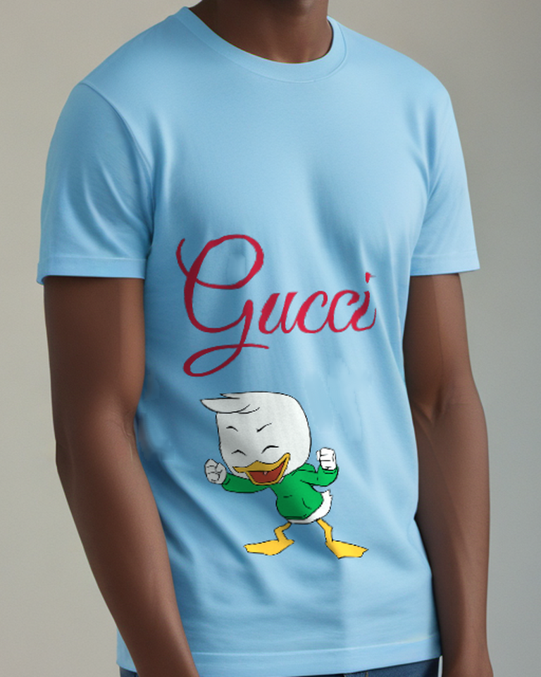 Sky Blue Duck Green Shirt Angry Fists Graphic T-Shirt - model wearing view