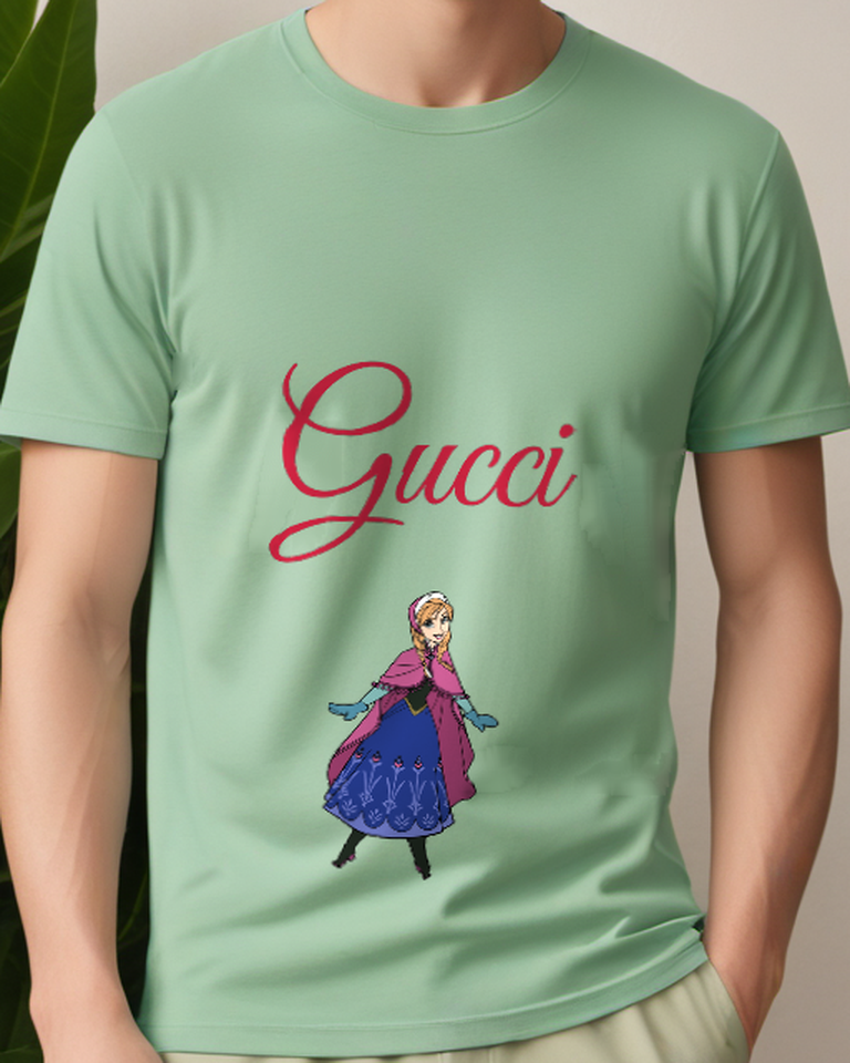 Sage Green Braided Woman Purple Cape Graphic T-Shirt - model wearing view