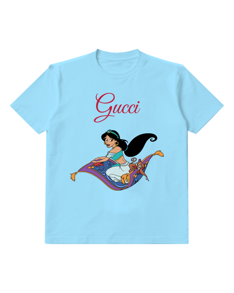 Sky Blue Jasmine Rides Carpet With Abu Graphic T-Shirt - front product view