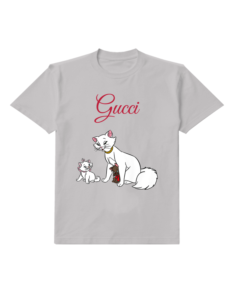 Light Gray Marie Duchess And Berlioz In Cartoon Poses Graphic T-Shirt - front product view