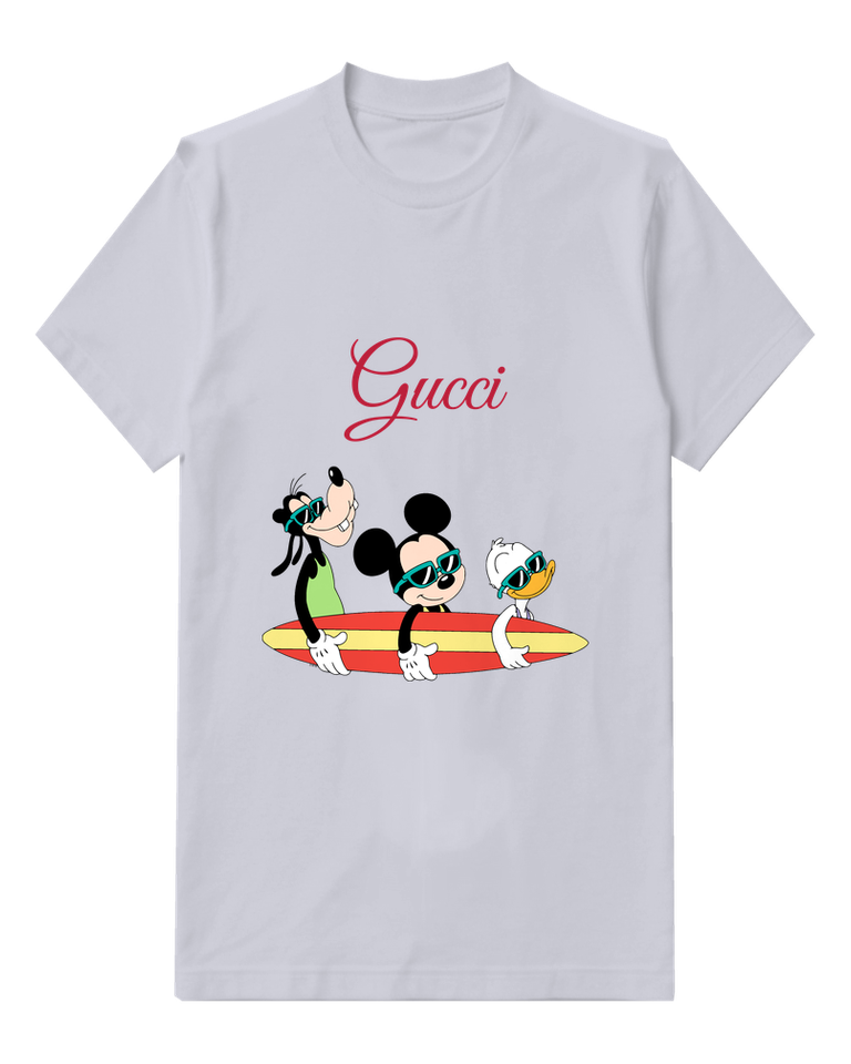 Pale Lavender Mickey And Goofy Holding Surfboard Graphic T-Shirt - front product view