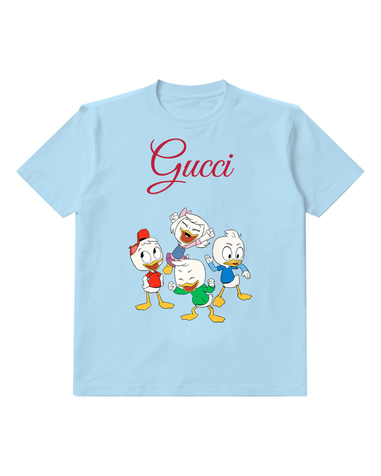 Sky Blue Huey Dewey Louie And Webby Celebrating Together Graphic T-Shirt - front product view