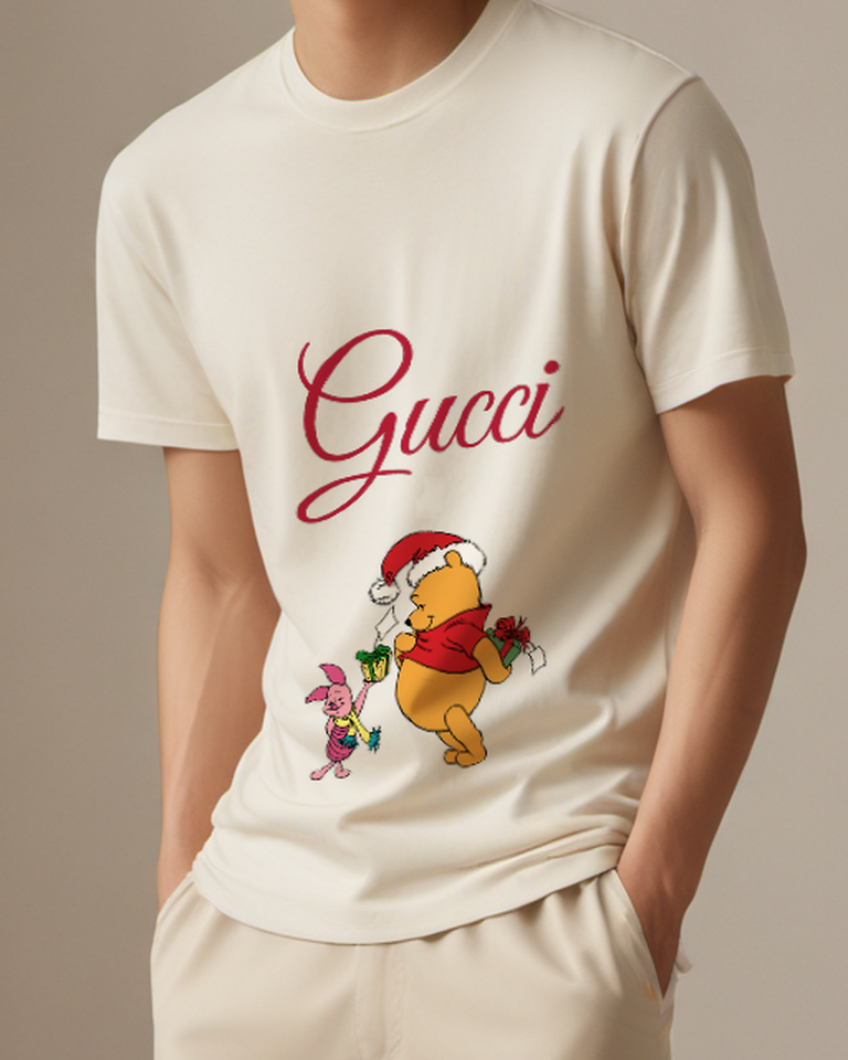 Ivory Bear With Gift Graphic T-Shirt - model wearing view