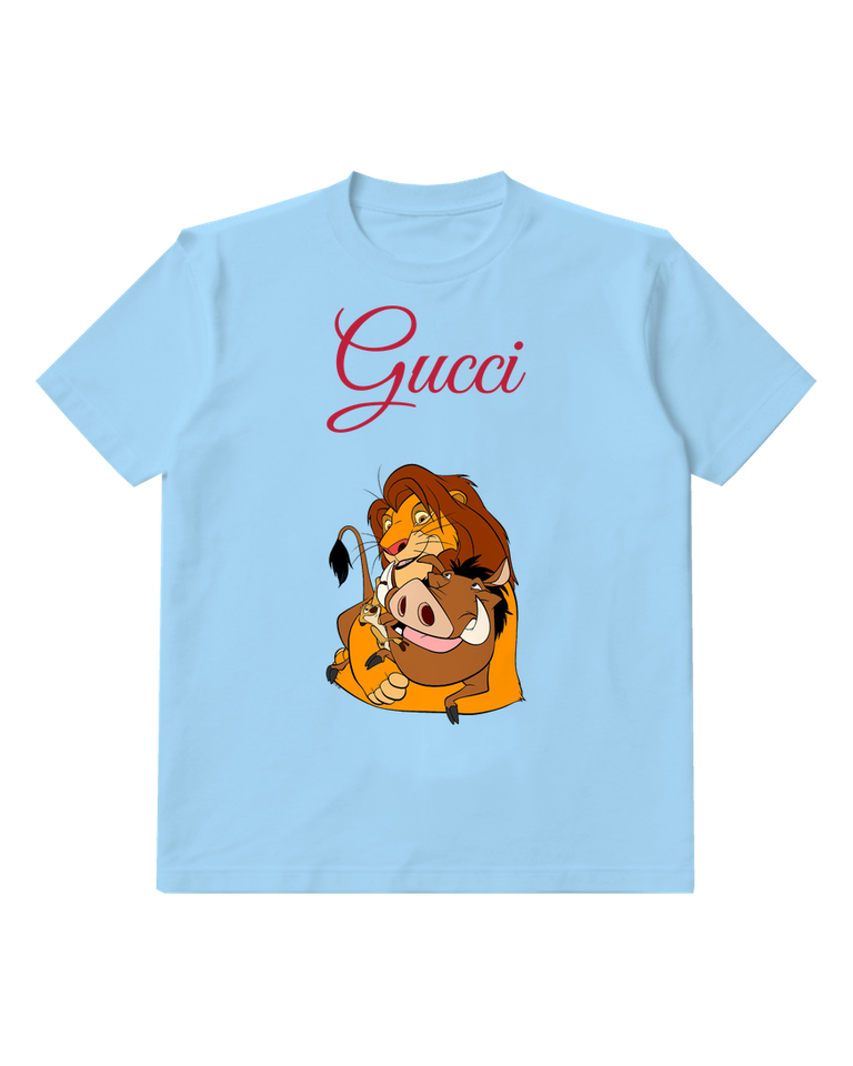 Sky Blue Lion Meerkat Warthog In Group Hug Graphic T-Shirt - front product view