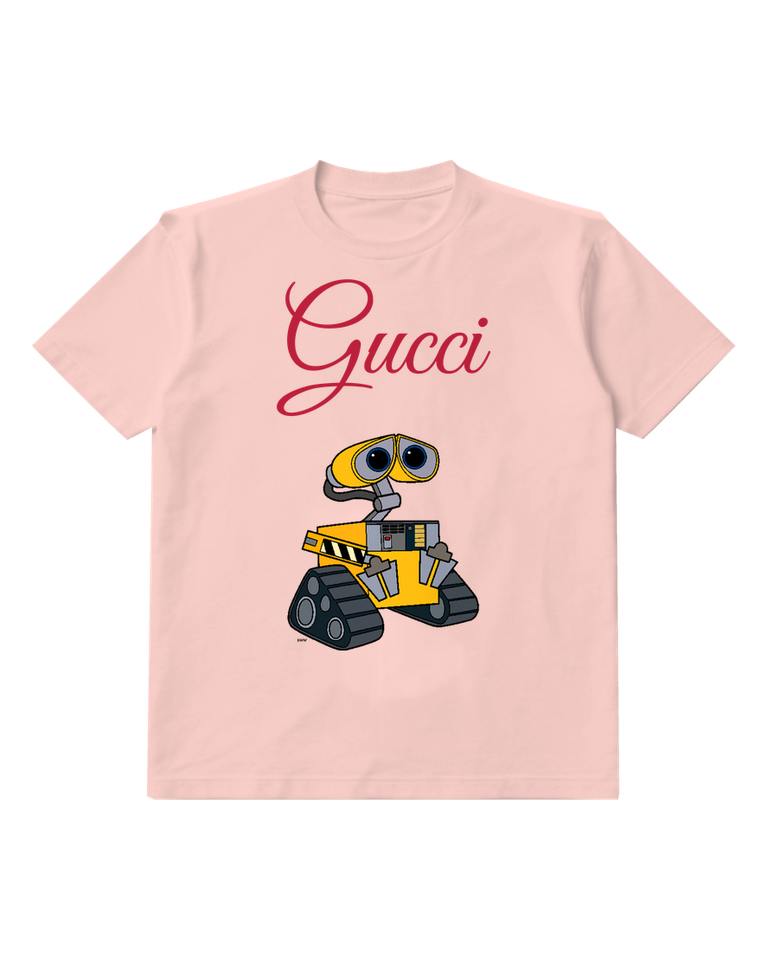 Blush Pink Yellow Tracked Robot Upright Graphic T-Shirt - front product view