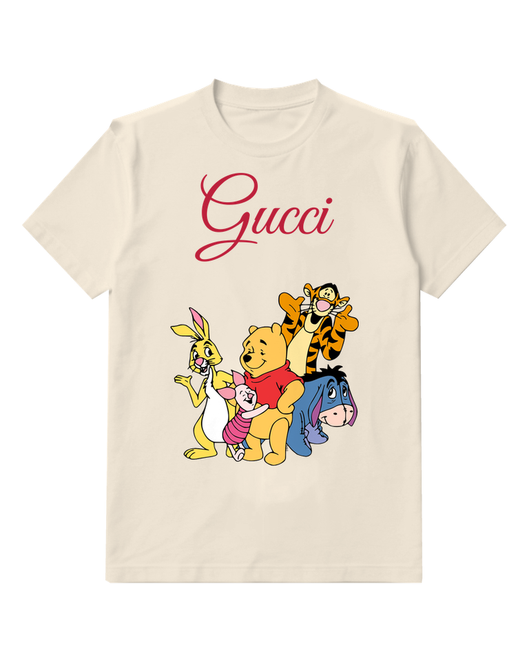 Ivory Winnie The Pooh Holding Piglet Graphic T-Shirt - front product view