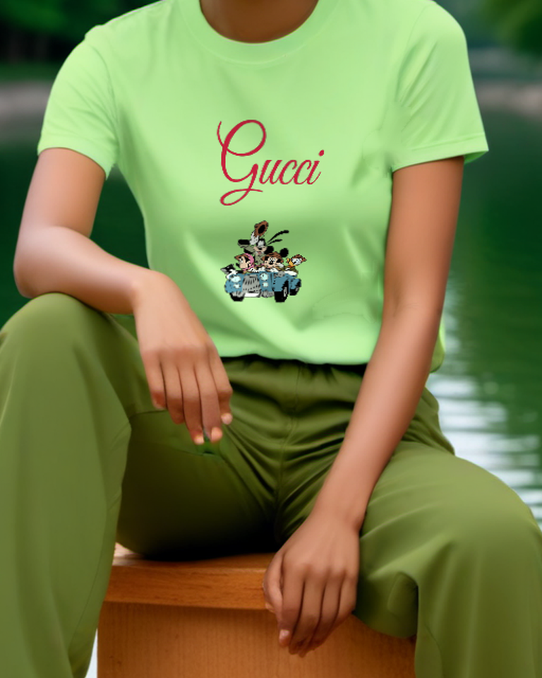 Sage Green Mickey Mouse Safari Adventure Graphic T-Shirt - model wearing view
