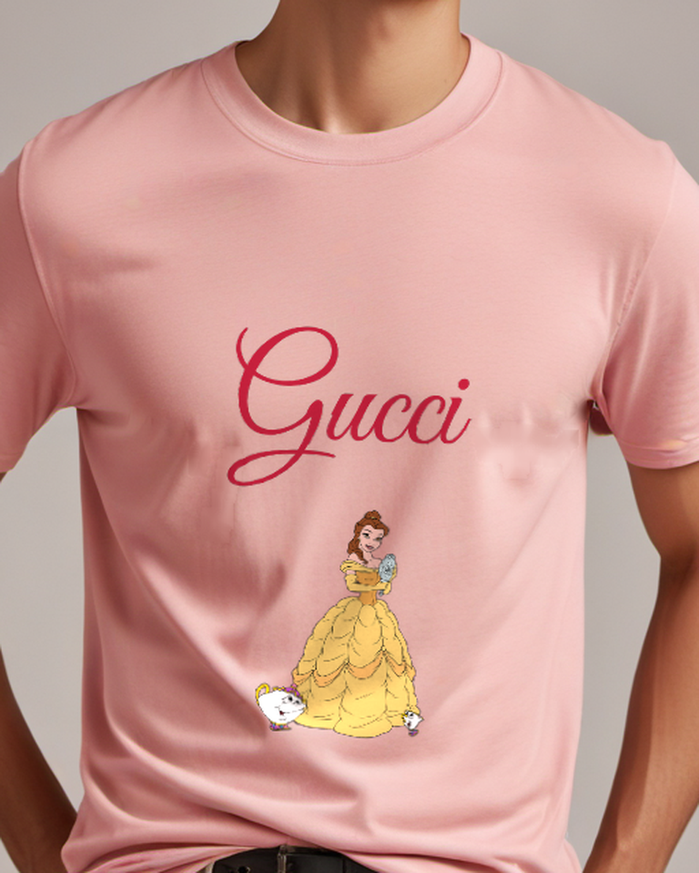Blush Pink Yellow Princess Tiny Teapot Friends Graphic T-Shirt - model wearing view