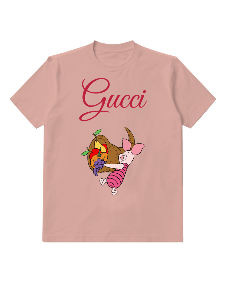 Blush Pink Piglet Harvest Basket Graphic T-Shirt - front product view