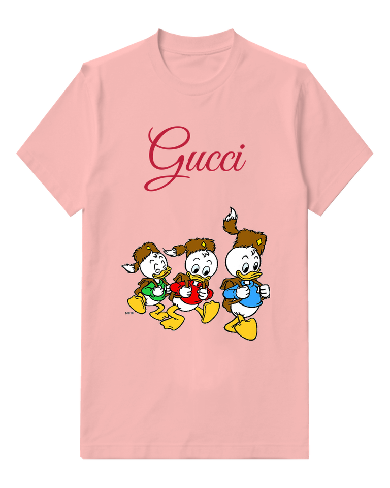 Blush Pink Three Ducklings Running Together Graphic T-Shirt - front product view