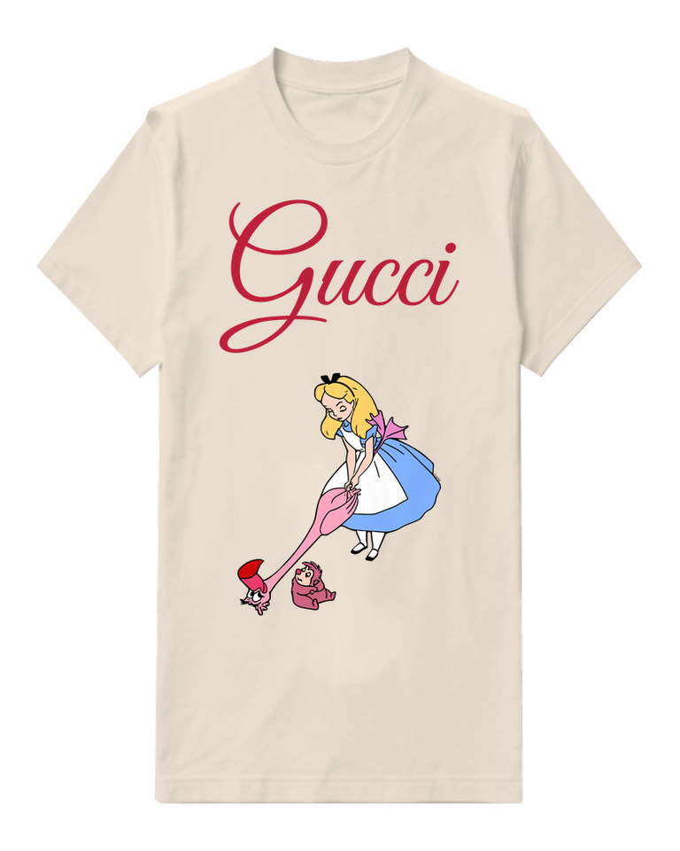 Ivory Blue Girl Bending Toward Red Creature Graphic T-Shirt - front product view