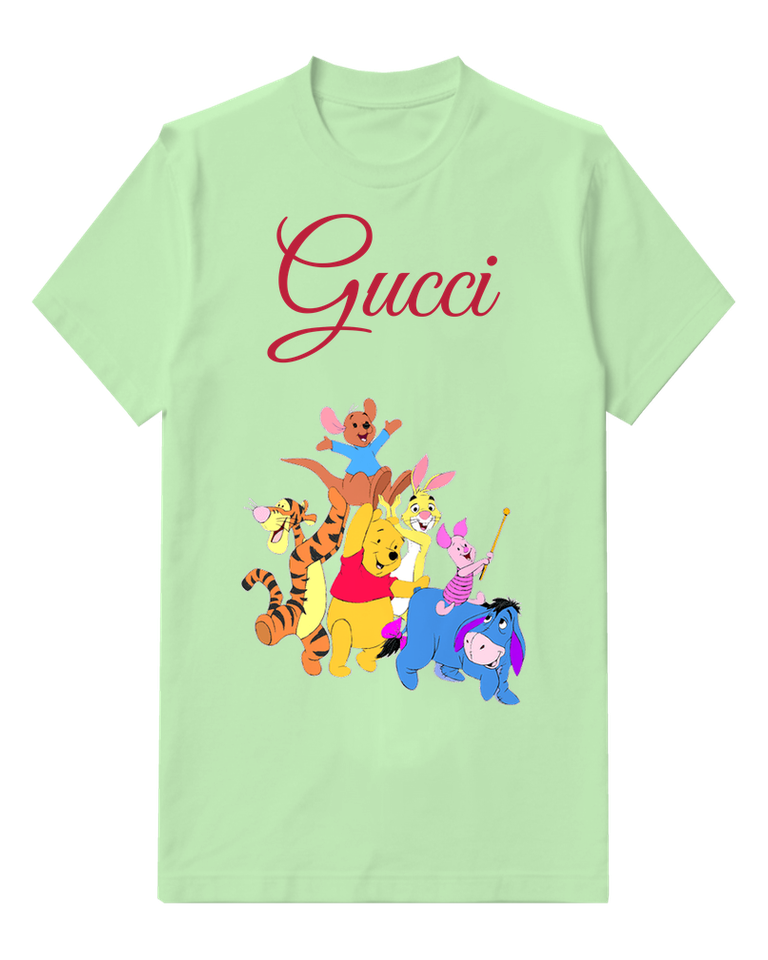 Sage Green Winnie The Pooh Piglet Tigger Eeyore Graphic T-Shirt - front product view
