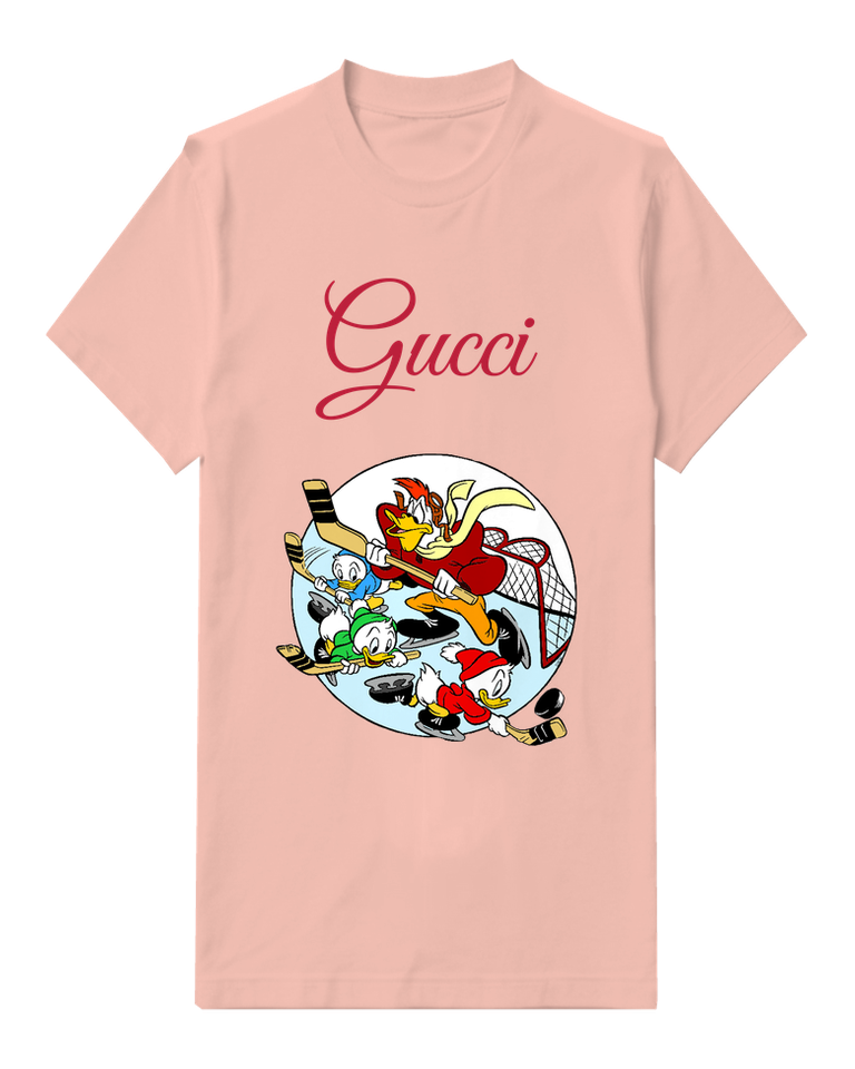 Blush Pink Duck Family Hockey Players Graphic T-Shirt - front product view