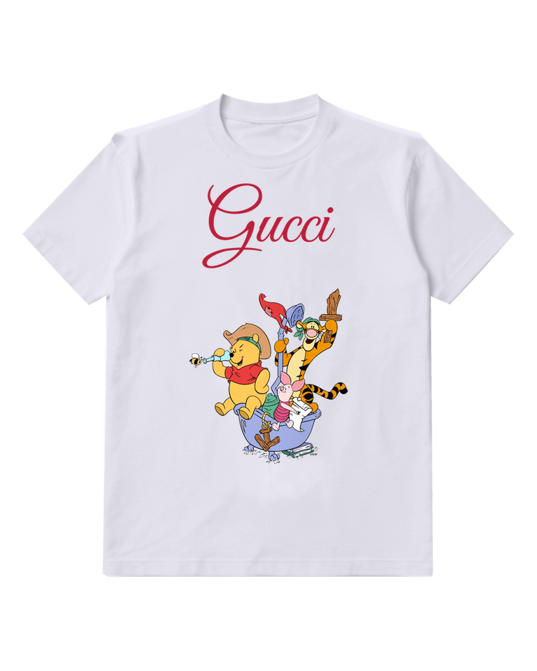 White Pooh Piglet And Tigger In Bathtub Graphic T-Shirt - front product view