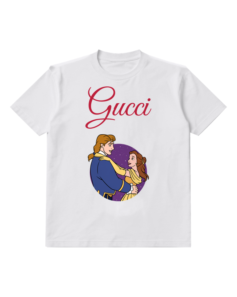 White Dancing Prince Princess Round Portrait Graphic T-Shirt - front product view